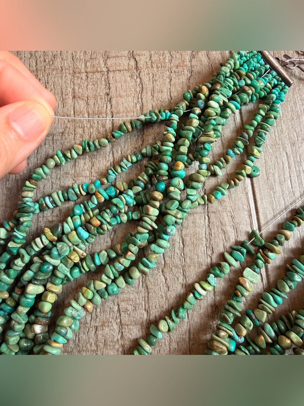 Needs REPAIR Jay King DTR mine finds sterling silver strand turquoise necklace - Picture 2 of 12